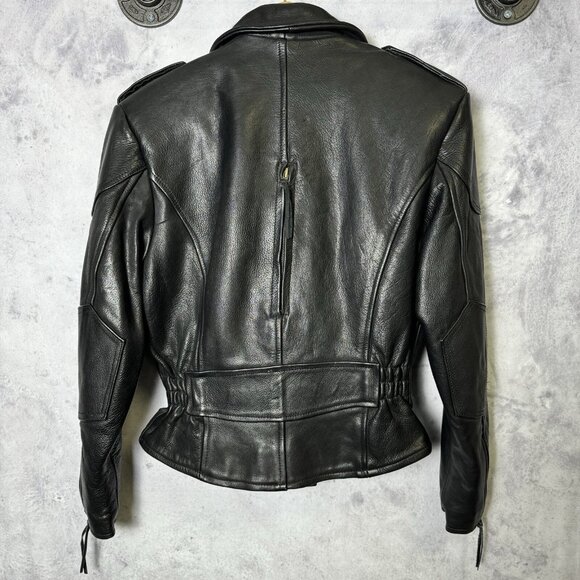 Vintage Hudson Leather Jacket Womens XS (RUNS BIG) 3M Thinsulate Biker Belted - Picture 2 of 16